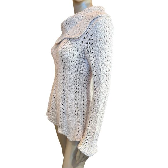 Anthropologie Yellow Bird Crochet Knit Cowl Neck Sweater Small BOHO Cottagecore - Picture 7 of 16